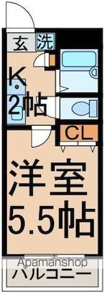 アレイハイム[1K/17.4m2]の間取図