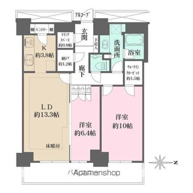 Ｗ　Ｃｏｍｆｏｒｔ　Ｔｏｗｅｒｓ　ＷＥＳＴ[2LDK/85.35m2]の間取図