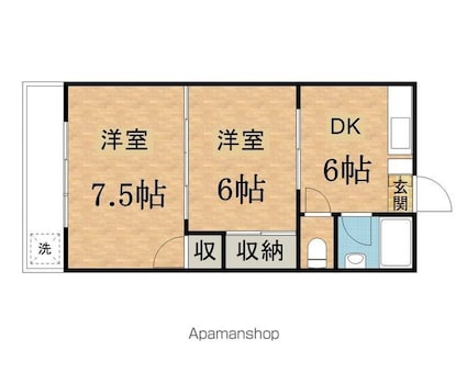 佐伯マンション[2DK/38.01m2]の間取図