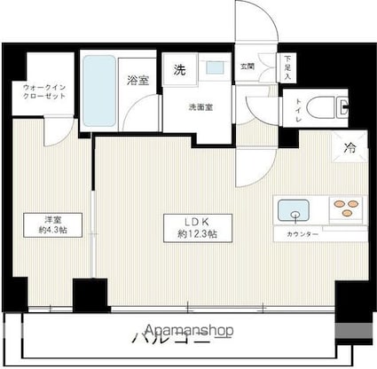 ミルーナヒルズ柏[1LDK/40.77m2]の間取図