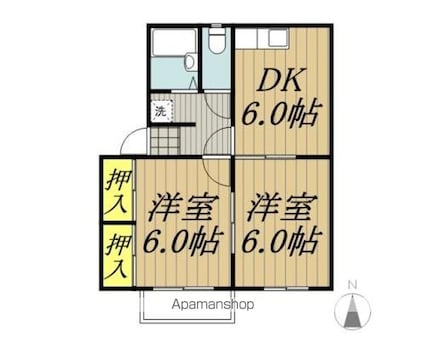 ソレイユ南原[2DK/40.6m2]の間取図