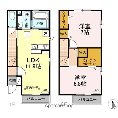 【昭島市玉川町のアパートの間取り】