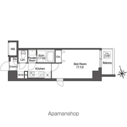 グランカーサ板橋ＥＡＳＴ[1K/25.72m2]の間取図