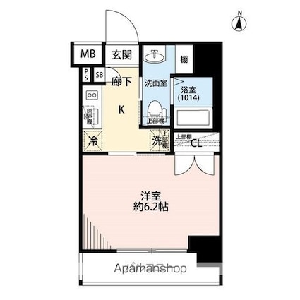 プレール・ドゥーク両国[1K/21.44m2]の間取図