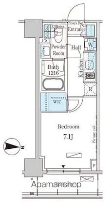 パークアクシス押上サウス[1K/25.6m2]の間取図