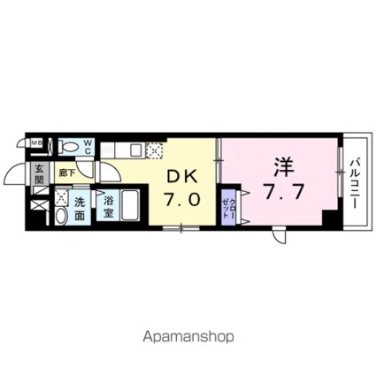 クレオス成城[1DK/35.42m2]の間取図