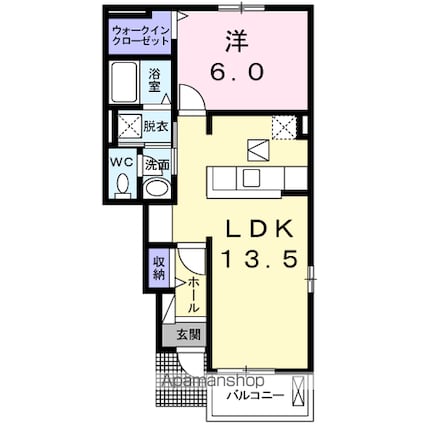 コンフォール弐番館[1LDK/46.06m2]の間取図
