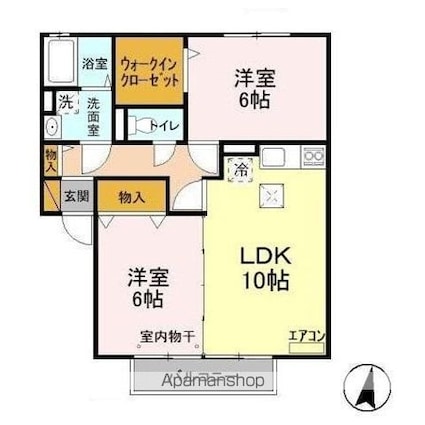 カハラ　Ｂ[2LDK/55.17m2]の間取図