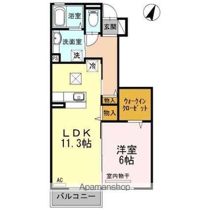 ボヌール[1LDK/46.36m2]の間取図