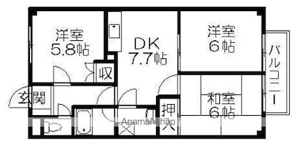 滋賀県大津市坂本７丁目[3DK/55.15m2]の間取図