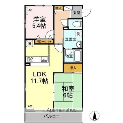 フローレンスＭＡＩ[2LDK/54.65m2]の間取図