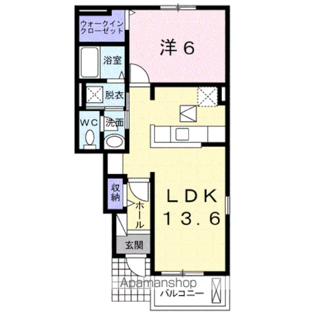 パレ・エクセランⅢ[1LDK/46.06m2]の間取図