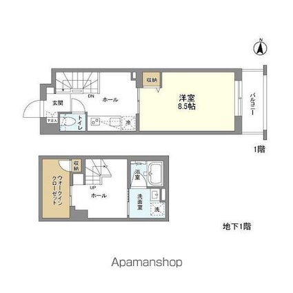 Ｇｒａｎ　Ｄｕｏ三軒茶屋Ⅳ[1K/46.01m2]の間取図