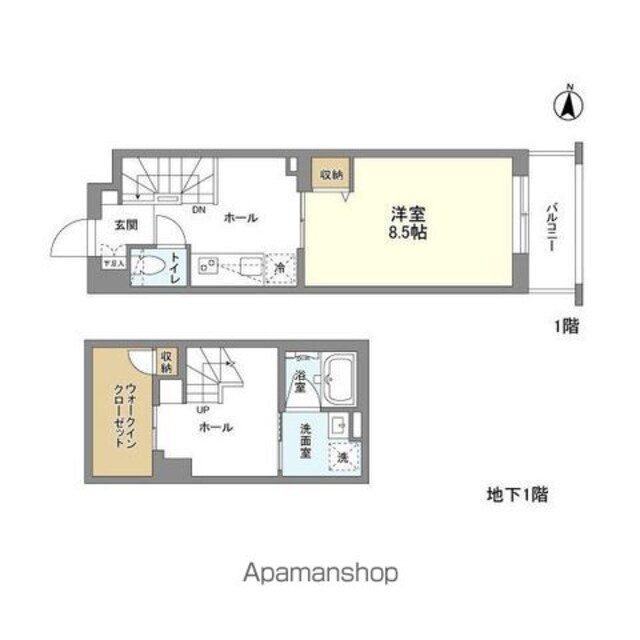 Ｇｒａｎ　Ｄｕｏ三軒茶屋Ⅳ[1K/46.01m2]の間取図