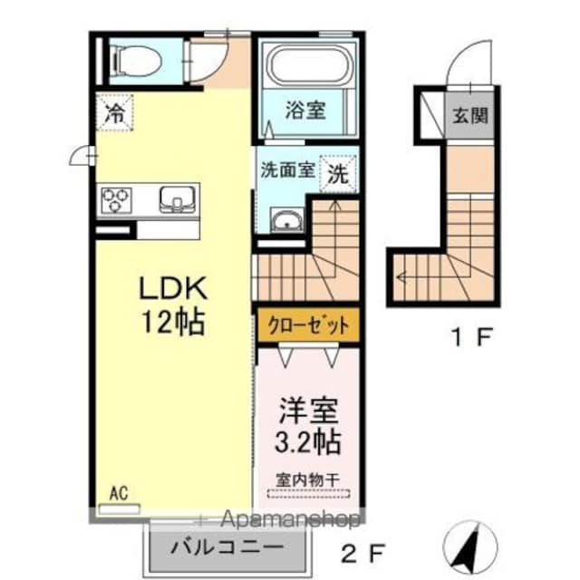 Ｓｑｕａｒｅ　Ｖｉｌｌａ　福島[1LDK/42.38m2]の間取図