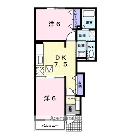 マイルストーンズ[2DK/44.82m2]の間取図