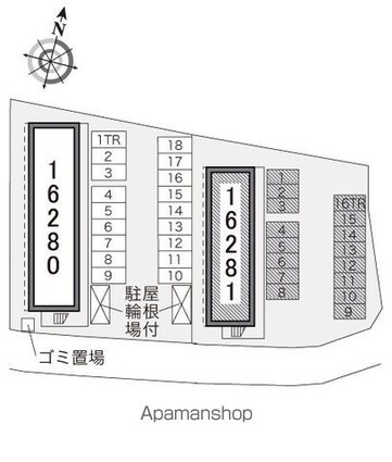 レオパレス若宮北[1K/23.18m2]の配置図