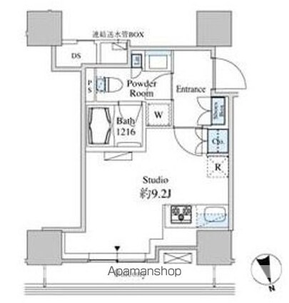 ベルファース芝浦タワー[1R/25.02m2]の間取図