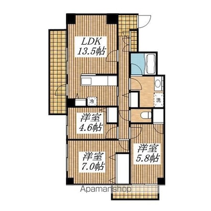 東京都日野市多摩平１丁目[3LDK/76.4m2]の間取図