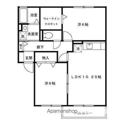 サンハイム西田[2LDK/55.44m2]の間取図