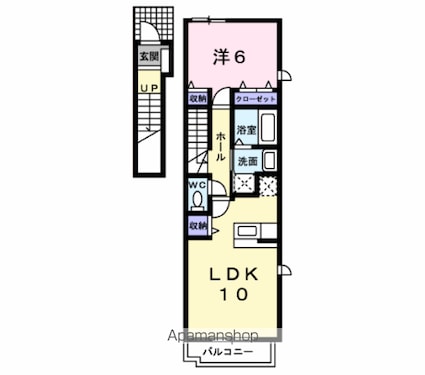 Ｑフロンティア[1LDK/42.8m2]の間取図