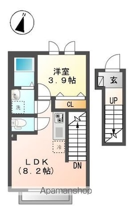 イーストヒルズ[1LDK/33.93m2]の間取図