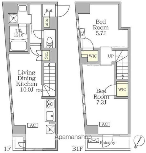 東京都世田谷区三宿１丁目[2LDK/54.58m2]の間取図