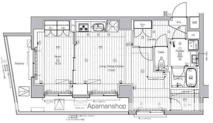 ＰＲＥＭＩＵＭ　ＣＵＢＥ　王子神谷[1LDK/55.84m2]の間取図