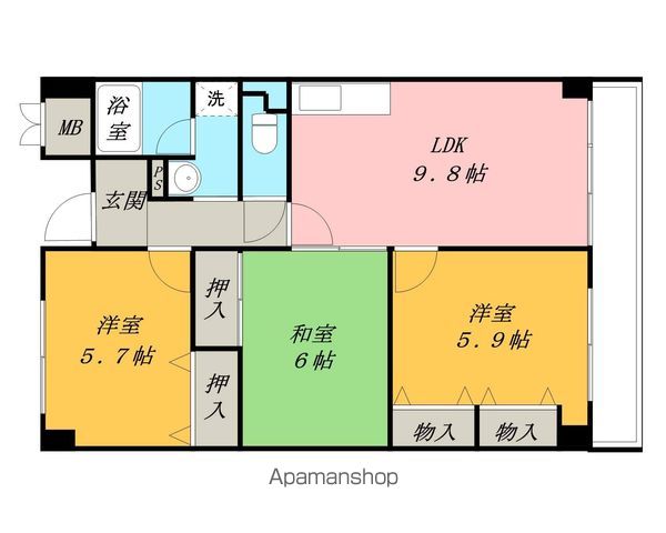 セーヌ東岸和田の間取り写真