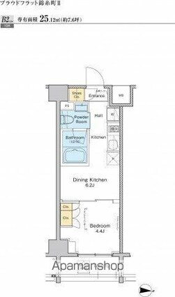 プラウドフラット錦糸町Ⅱ[1DK/25.12m2]の間取図