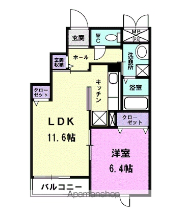 グラツィオーネ[1LDK/43.67m2]の間取図