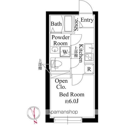 ルーム馬込[1K/20.06m2]の間取図
