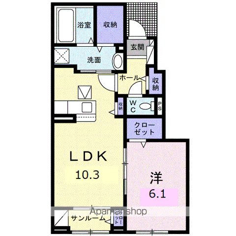 アイプレイス敦賀 103 ｜ 福井県敦賀市石ケ町14-5（賃貸アパート1LDK・1階・45.23㎡） その2