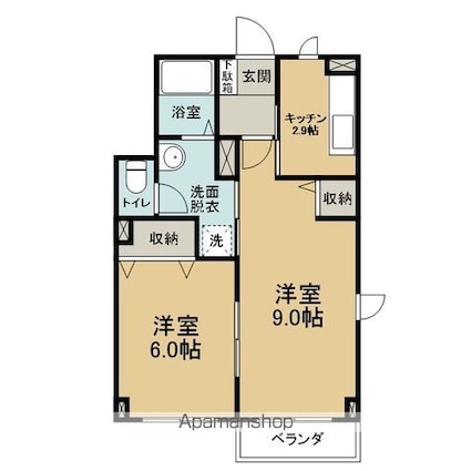 フルール[2K/40.87m2]の間取図