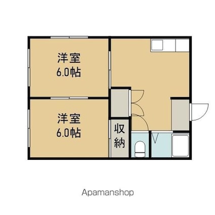 ラ・コリン・ベルデ[2DK/35m2]の間取図