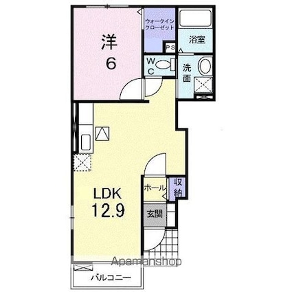 スワン　ＫＩＴＡＭＵＲＡ　Ａ[1LDK/42.98m2]の間取図