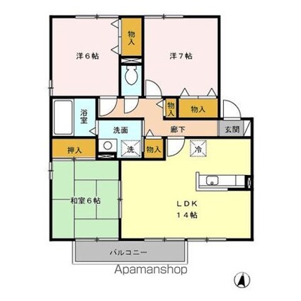 グリーンロード・エル　Ｃ[3LDK/76.7m2]の間取図