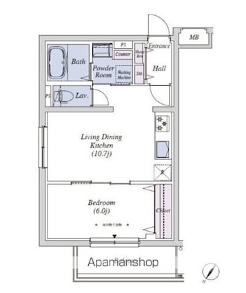Ｄｅａｒ　ＷＡＮ　Ｃｏｕｒｔ　練馬平和台[1LDK/39.78m2]の間取図