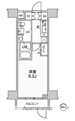 ジェノヴィア三ノ輪Ⅱスカイガーデン[1K/25.81m2]の間取図