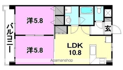 ヴェルジェ石手川[2LDK/50.4m2]の間取図