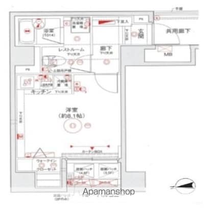 レアシス秋葉原[1R/26.66m2]の間取図