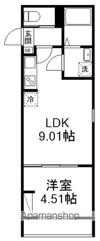 ＧＲＡＤＵＳ八千代台Ⅵ[1LDK/30.06m2]の間取図