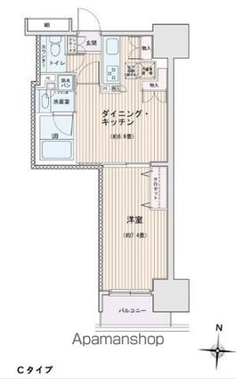 エスティメゾン錦糸町Ⅱ[1DK/40m2]の間取図