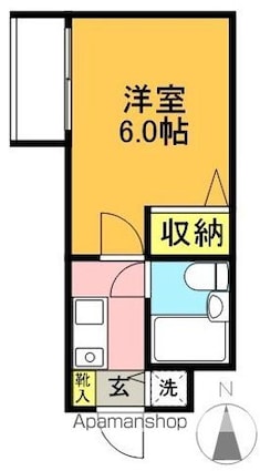 東京都世田谷区梅丘１丁目[1K/18.48m2]の間取図