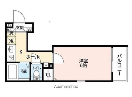 グランクオール東日暮里[1K/19.52m2]の間取図