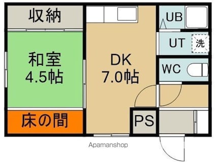 マンション谷地頭[1DK/33.55m2]の間取図
