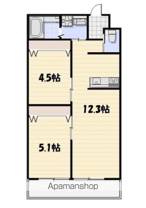 Ｌｙｋ都町Ｃ棟[2LDK/46.37m2]の間取図