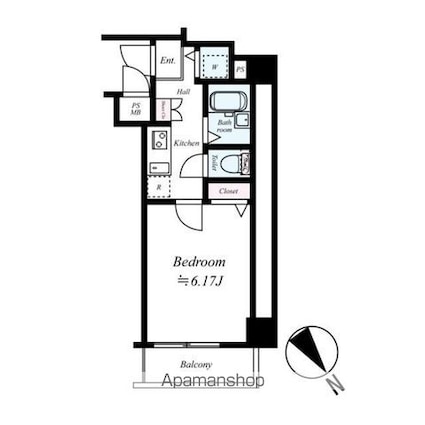 グランフォースときわ台[1K/20.94m2]の間取図