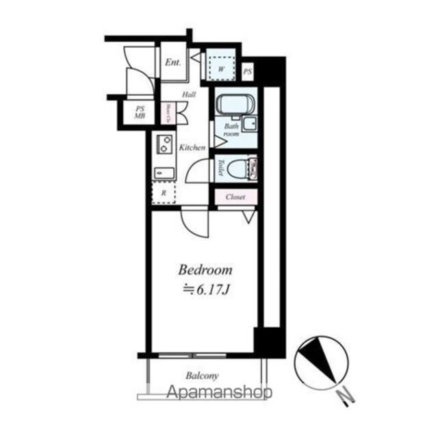 グランフォースときわ台[1K/20.94m2]の間取図