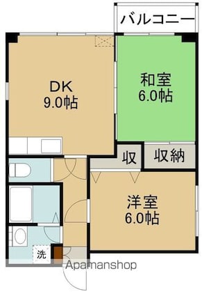 ロイヤルシティ参番館　若松町[2DK/45m2]の間取図